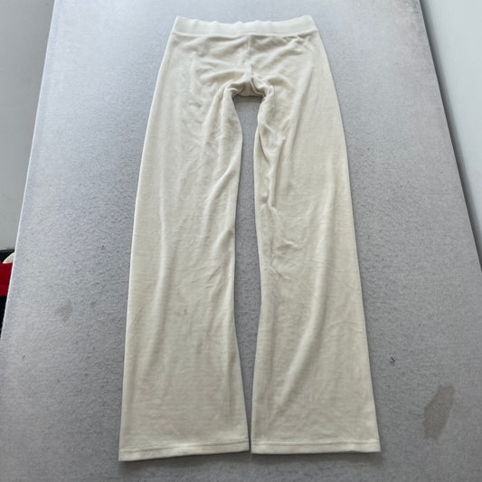 Juicy Couture Women's Ivory Velour Flared Leg Track Pant Drawstring Y2k Size XS