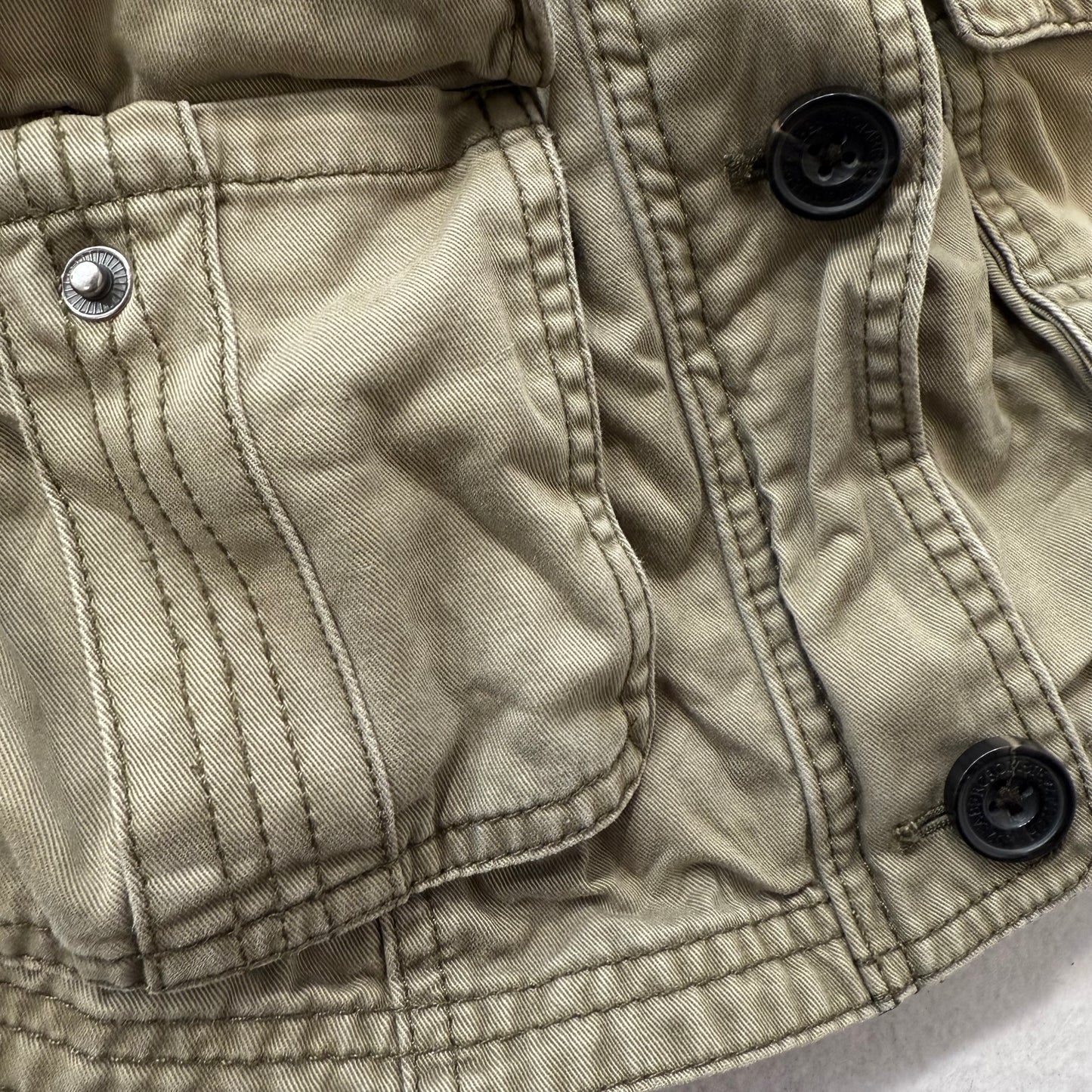 Abercrombie & Fitch Olive Utility Jacket Gray Hooded Sleeves Size M