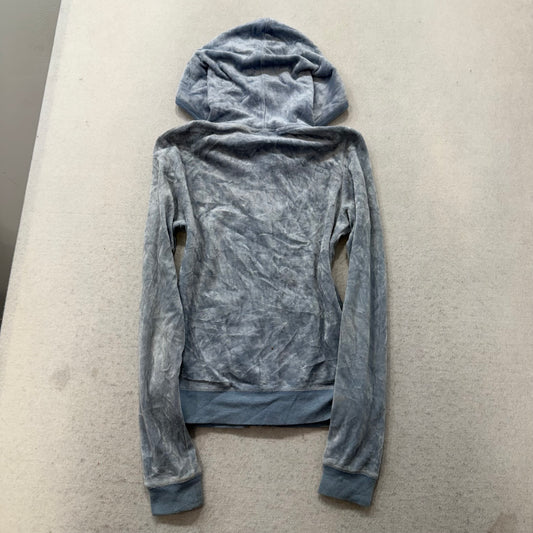 Vintage Juicy Couture Women's Heather Blue Velour Full Zip Hoodie Preppy Size S