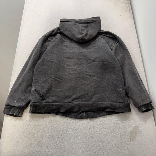 Billabong Men's Dark Gray Fleece Full Zip Hoodie Graphic Print Logo Y2K Size XL
