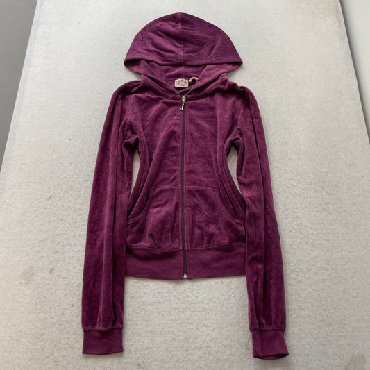 Vtg Juicy Couture Of Queen Couture Women's Burgundy Velour Tracksuit Set Size L