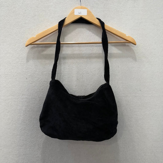 Juicy Couture Women's Black Velour Embroidered Crest Handmade Hobo Bag Size M