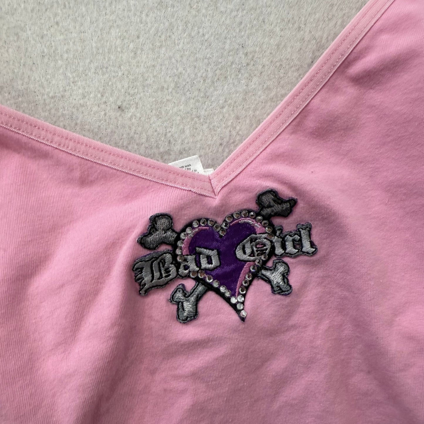 Dance Women's Baby Pink Cotton Camisole Tank Top V-Neck Embroidered Logo Size XL