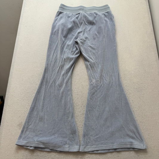 Juicy Couture Women Heather Ice Blue Velour Flared Track Pant Bell Bottom Size M