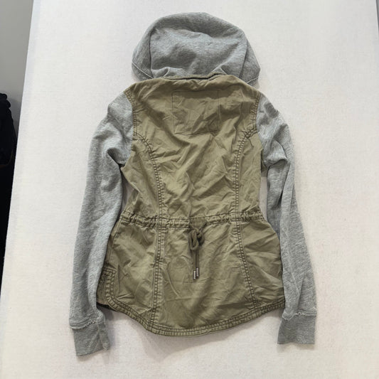 Abercrombie & Fitch Olive Utility Jacket Gray Hooded Sleeves Size M