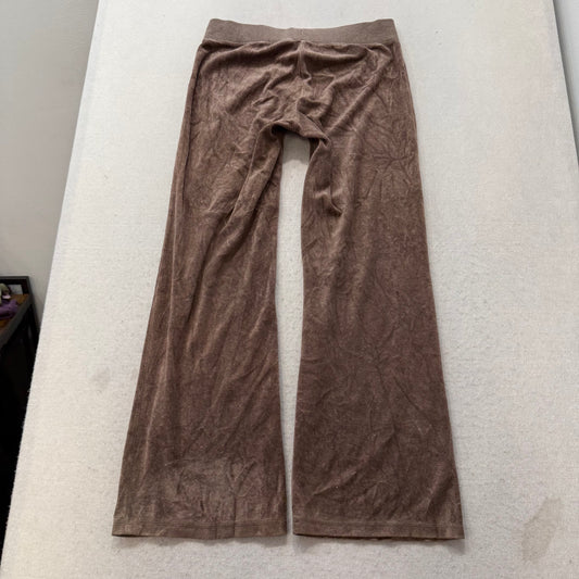 Vintage Juicy Couture Women's Camel Velour Flared Wide Leg Track Pant Y2K Size S