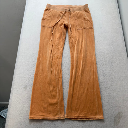 Juicy Couture Women's Light Orange Velour Flared Track Pant Snap Pockets Size L