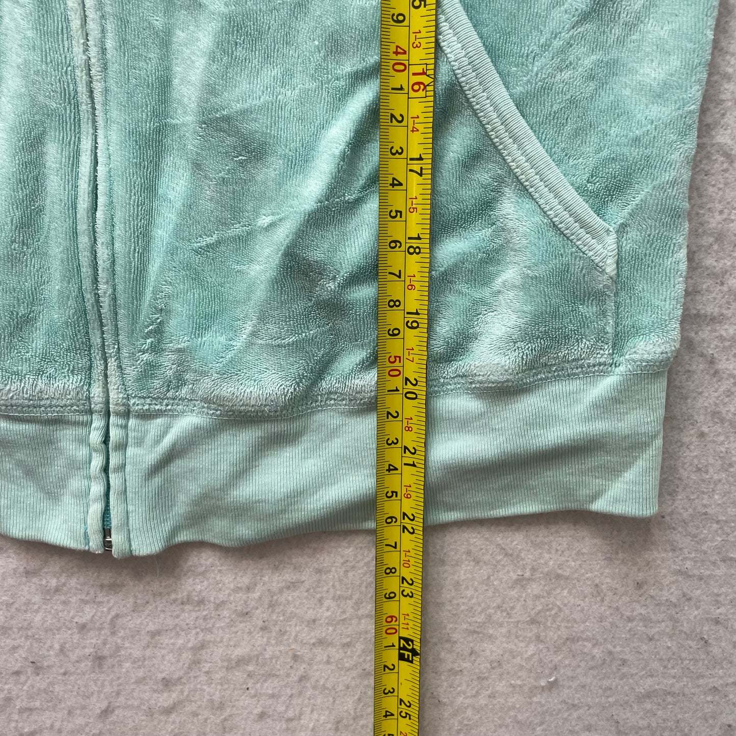 2003 Vintage Juicy Couture Women's Light Teal Terry Cloth Full Zip Hoodie Size L