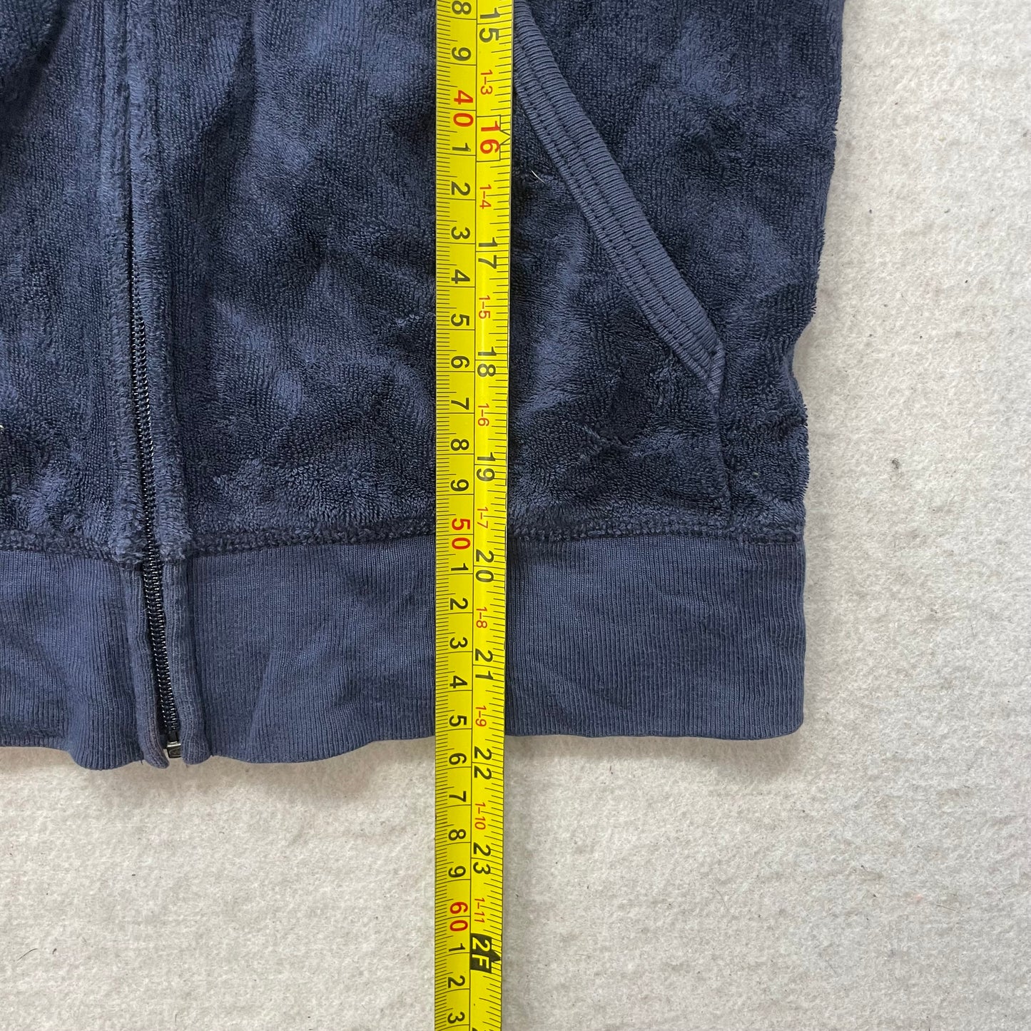 Vintage Juicy Couture Womens Navy Velour Zip-Up Hoodie Pockets Streetwear Size S