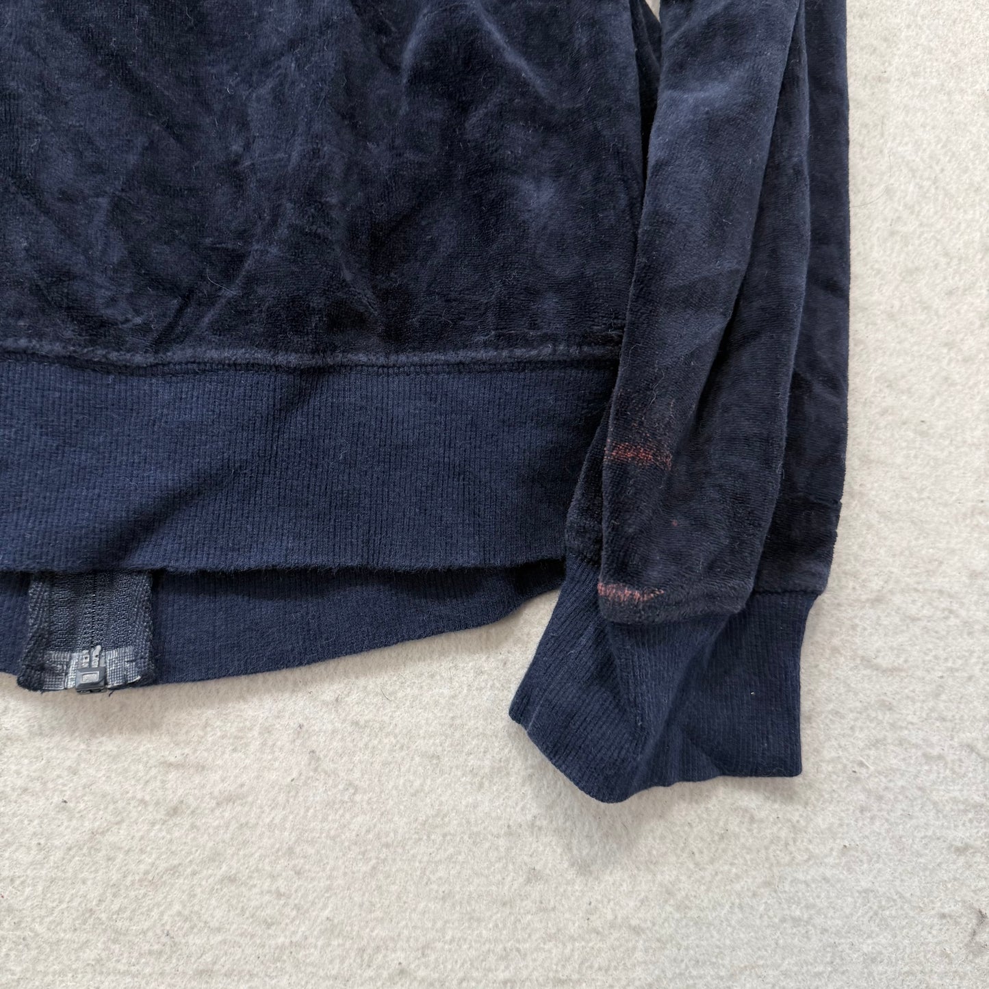 Juicy Couture Women Navy Velour Tracksuit Set Track Jacket & Flare Pant Size M/L