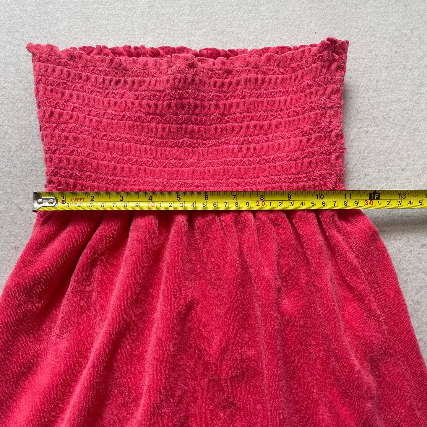 Vintage Juicy Couture Womens Hot Pink Terry Cloth Smocked Flared Mini Skirt Size S