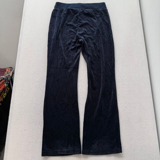 Juicy Couture Women's Navy Velour Flared Track Pant Loungewear Low Rise Size XL
