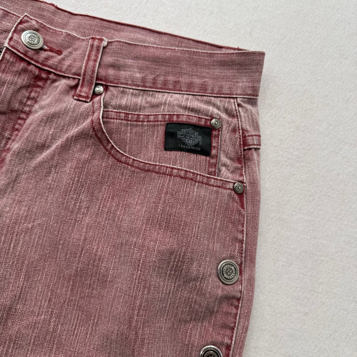 Vintage Harley-Davidson dusty rose snap button pants size 30