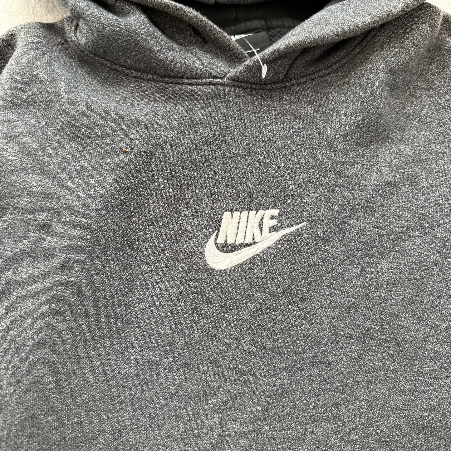 Nike Men's Gray Pullover Hoodie Long Sleeve Pocket Swoosh Logo Casual Y2k Size M