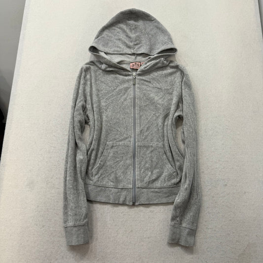 Juicy Couture Gray Velour Tracksuit Set Zip Up Hoodie & Flared Pants Y2K Size S