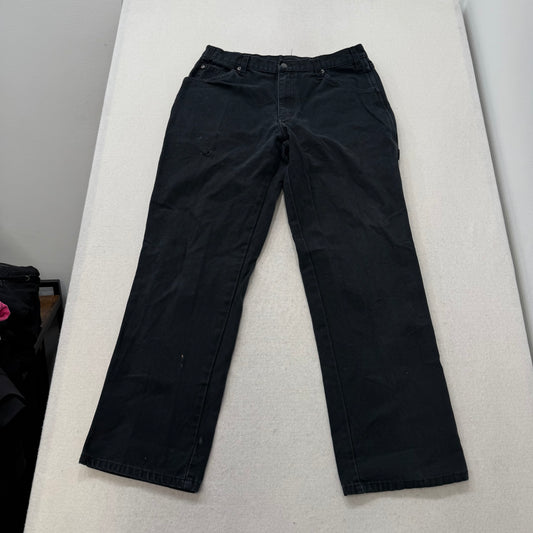 Dickies Men's Black Canvas Carpenter Pants Workwear Straight Leg Size 34 x 32