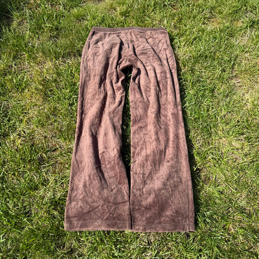 Vintage Juicy Couture Women Dusty Rose Velour Flare Track Pant Drawstring Size S