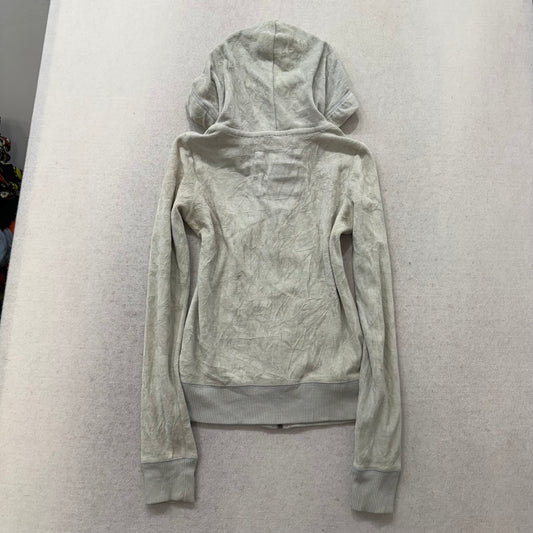 Hollister Women's Gray Velour Zip Up Hoodie Long Sleeves Loungewear Y2K Size XS