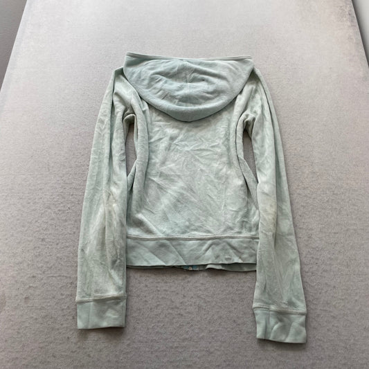 2003 Vintage Juicy Couture Women's Light Sage Green Velour Zip-Up Hoodie Size L