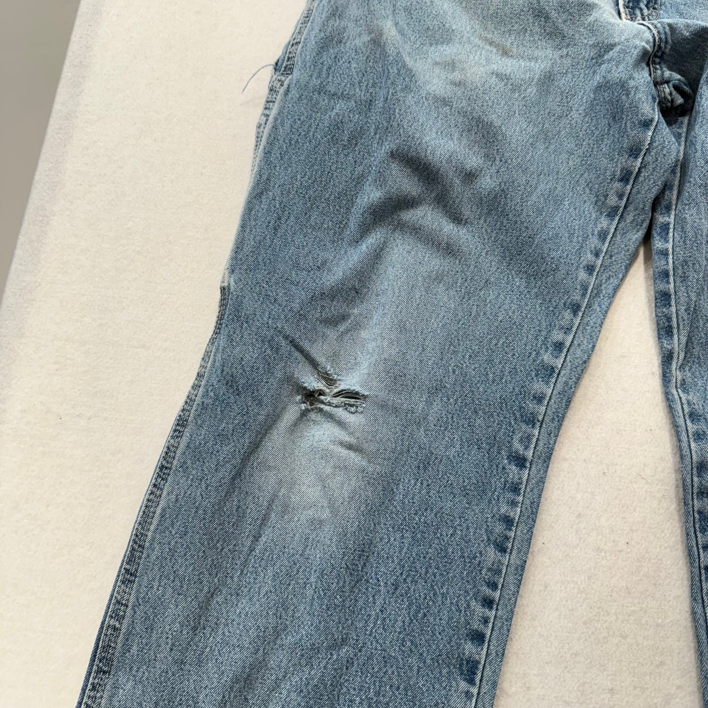 Dickies Men Blue Denim Distressed Carpenter Jeans Workwear Tool Pockets Waist 33