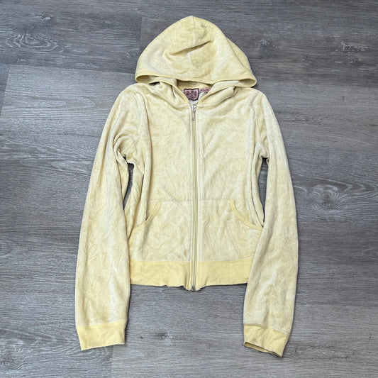 Juicy Couture Scottie Dogs Women's Cream Velour Zip-Up Hoodie Rhinestones Size M