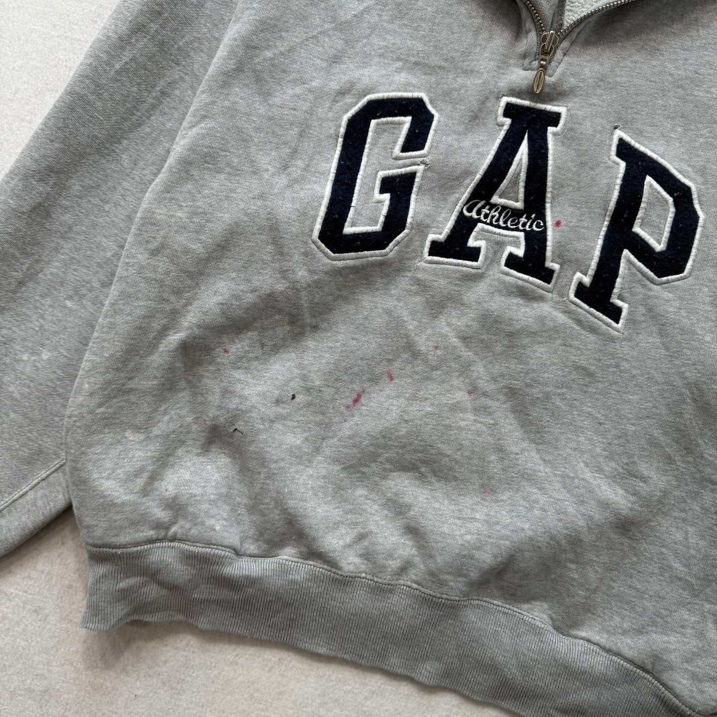 GAP gray cropped embroidered zip pullover size S