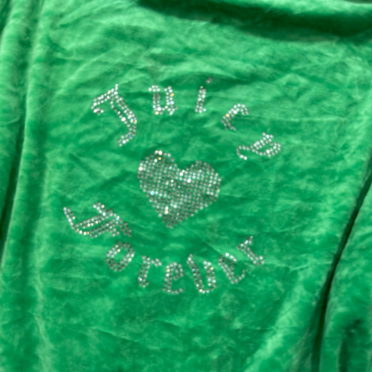 Juicy Couture Forever 21 Women's Green Velour Full Zip Hoodie Rhinestone Size 2X