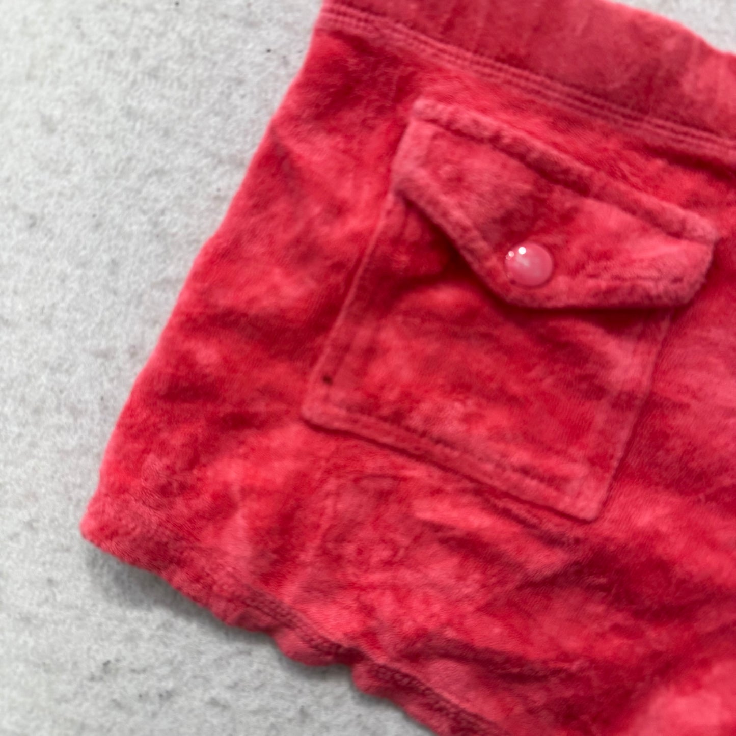 2003 Vintage Juicy Couture Kid's Red Terry Cloth Lounge Shorts Pockets Size 12