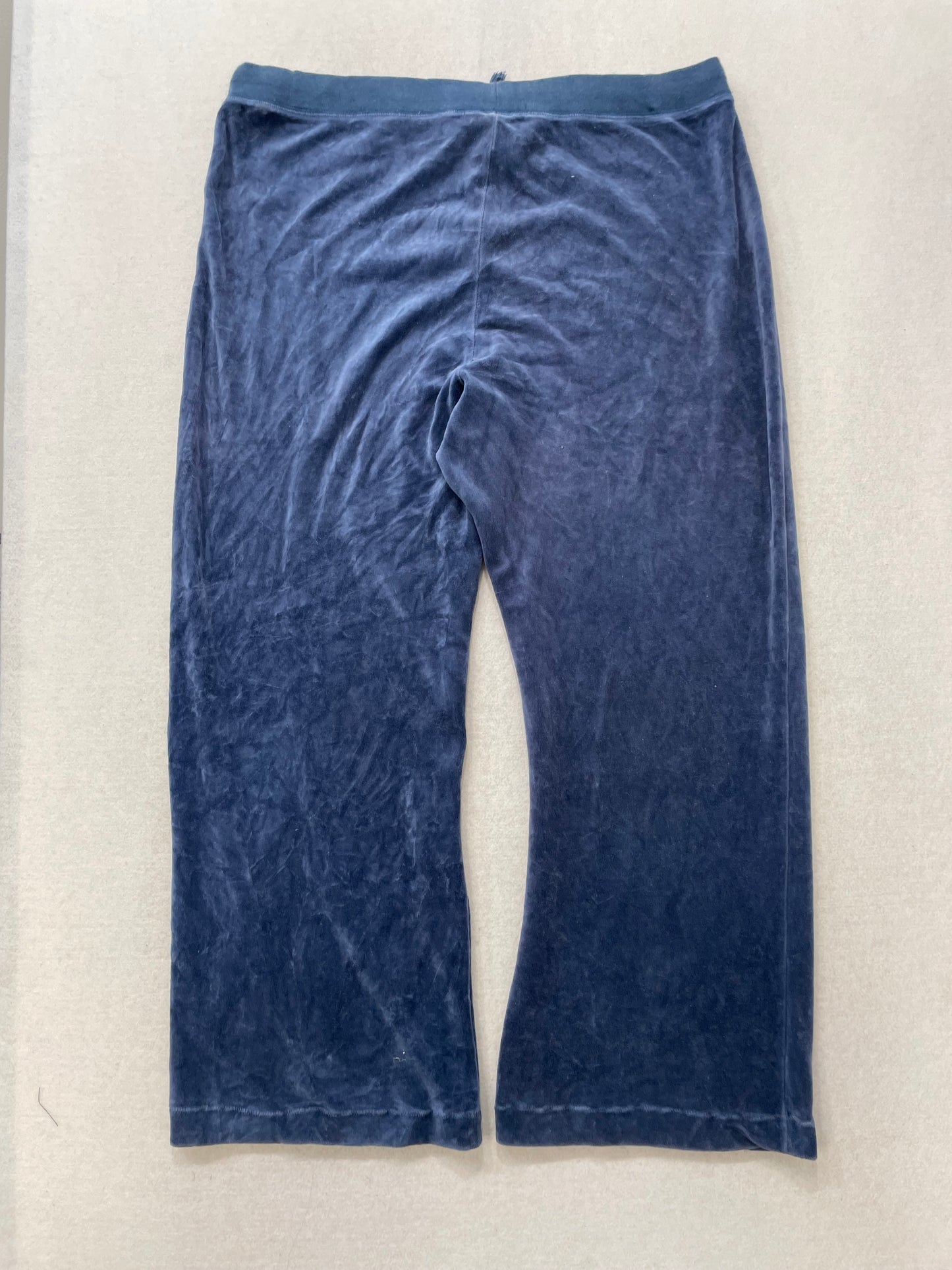 Vintage Juicy Couture Blue Drawstring Flare Velour Pants Size L