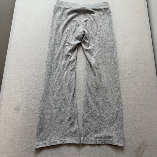 Juicy Couture Women Gray Velour Wide Leg Flared Track Pant Loungewear Y2K Size M