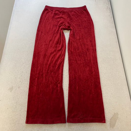 Juicy Couture Women's Wine Red Velour Flared Leg Track Pants Drawstring Size M