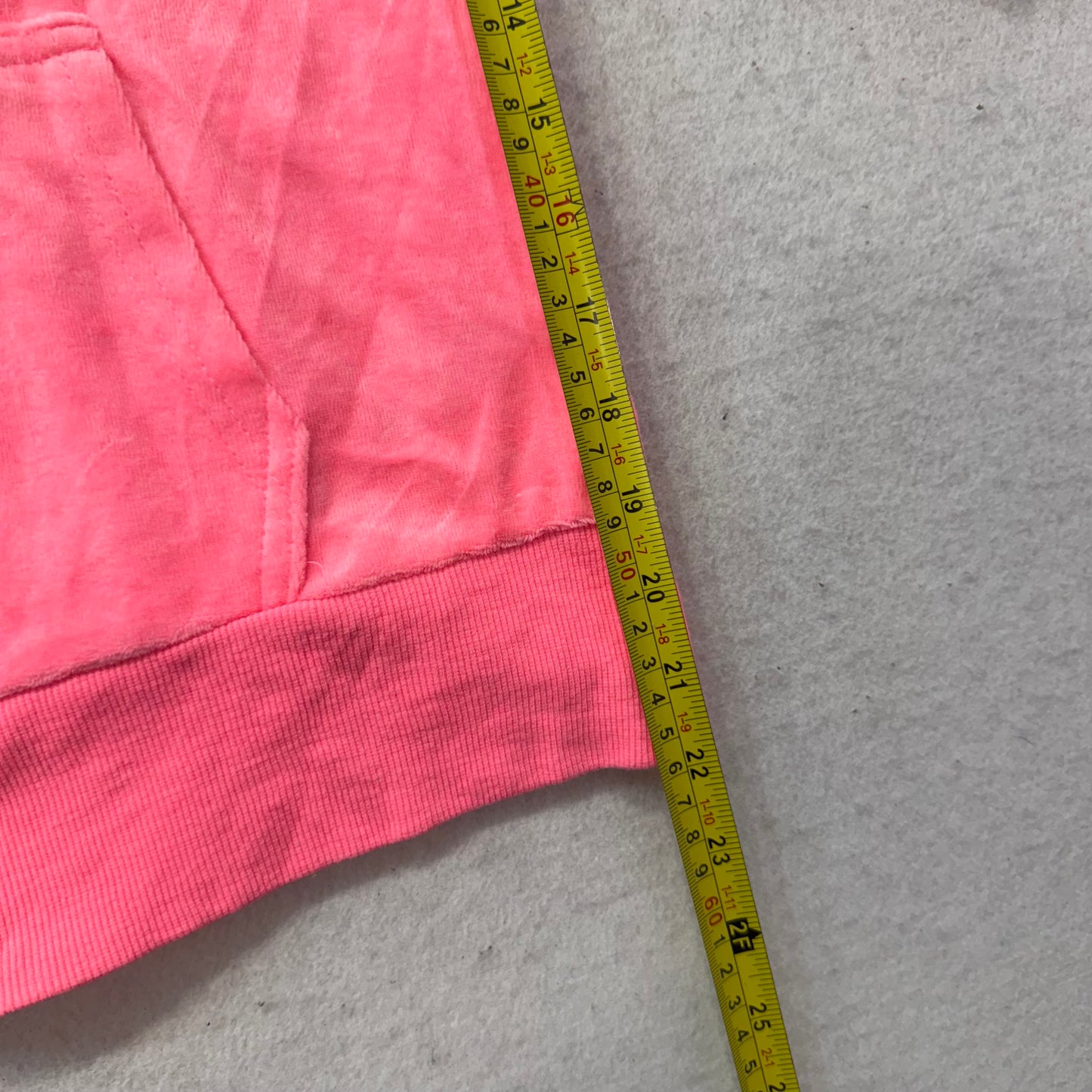 Juicy Couture Women's Hot Pink Velour Zip Up Hoodie Split Kangaroo Pocket Size S