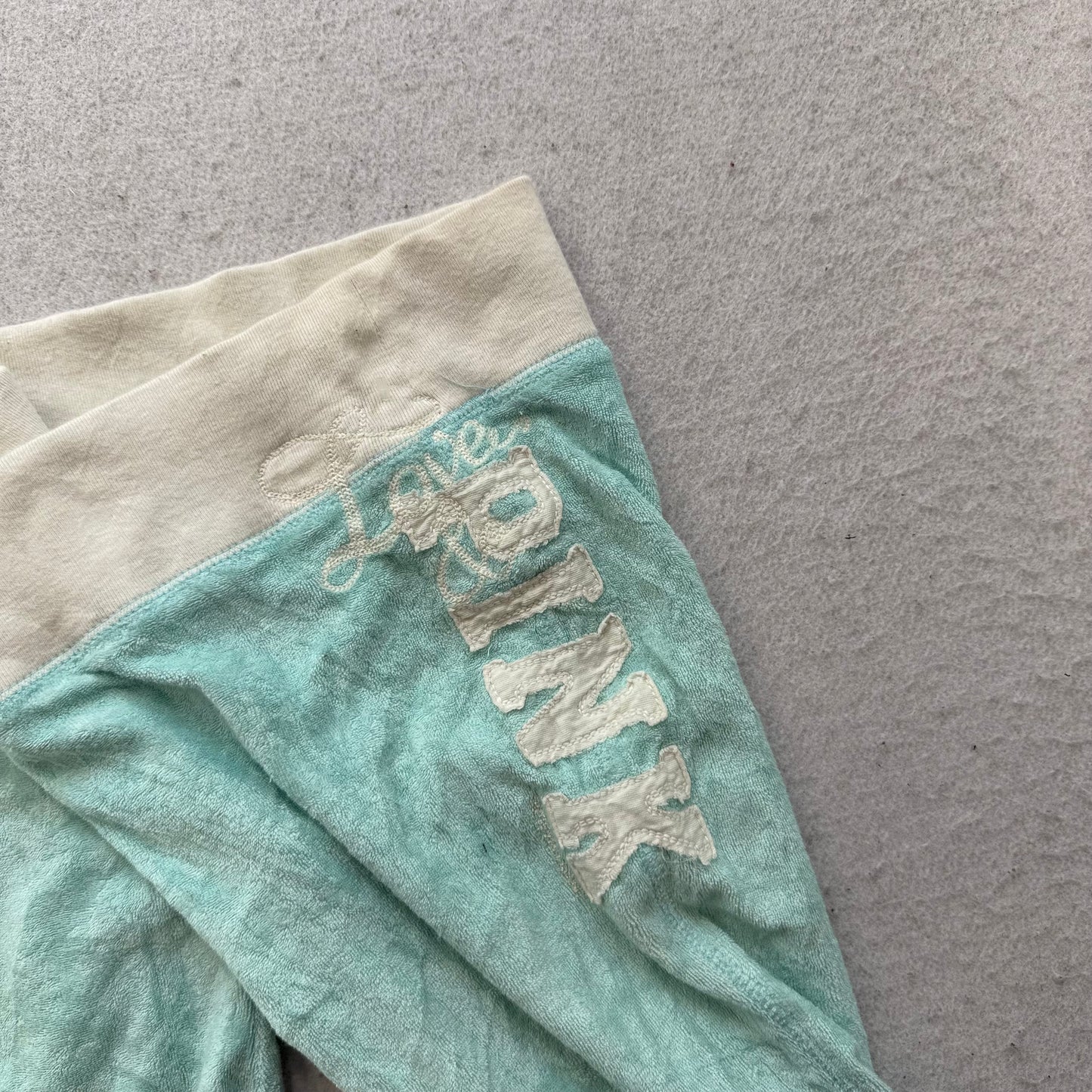 Victoria's Secret PINK Women's Mint Blue Terry Cloth Flared Lounge Pants Size M
