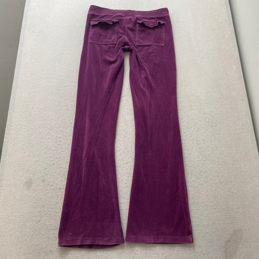 Vintage Juicy Couture Women's Purple Wine Flared Track Pant Flap Pockets Size S