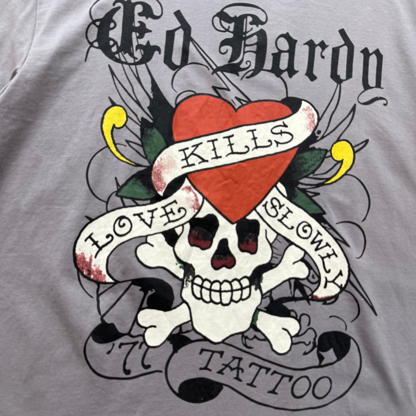 ED HARDY “LKS Skull” GREY GRAPHIC TEE
