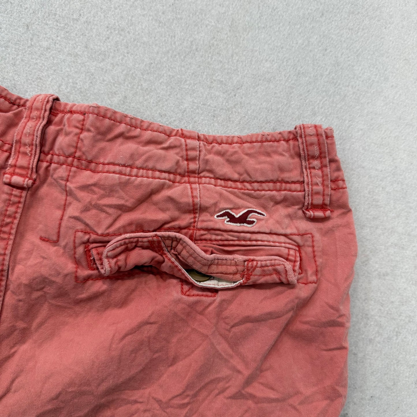 Hollister Men's Coral Salmon Chino Shorts Cotton Button Fly Casual Logo Size 34