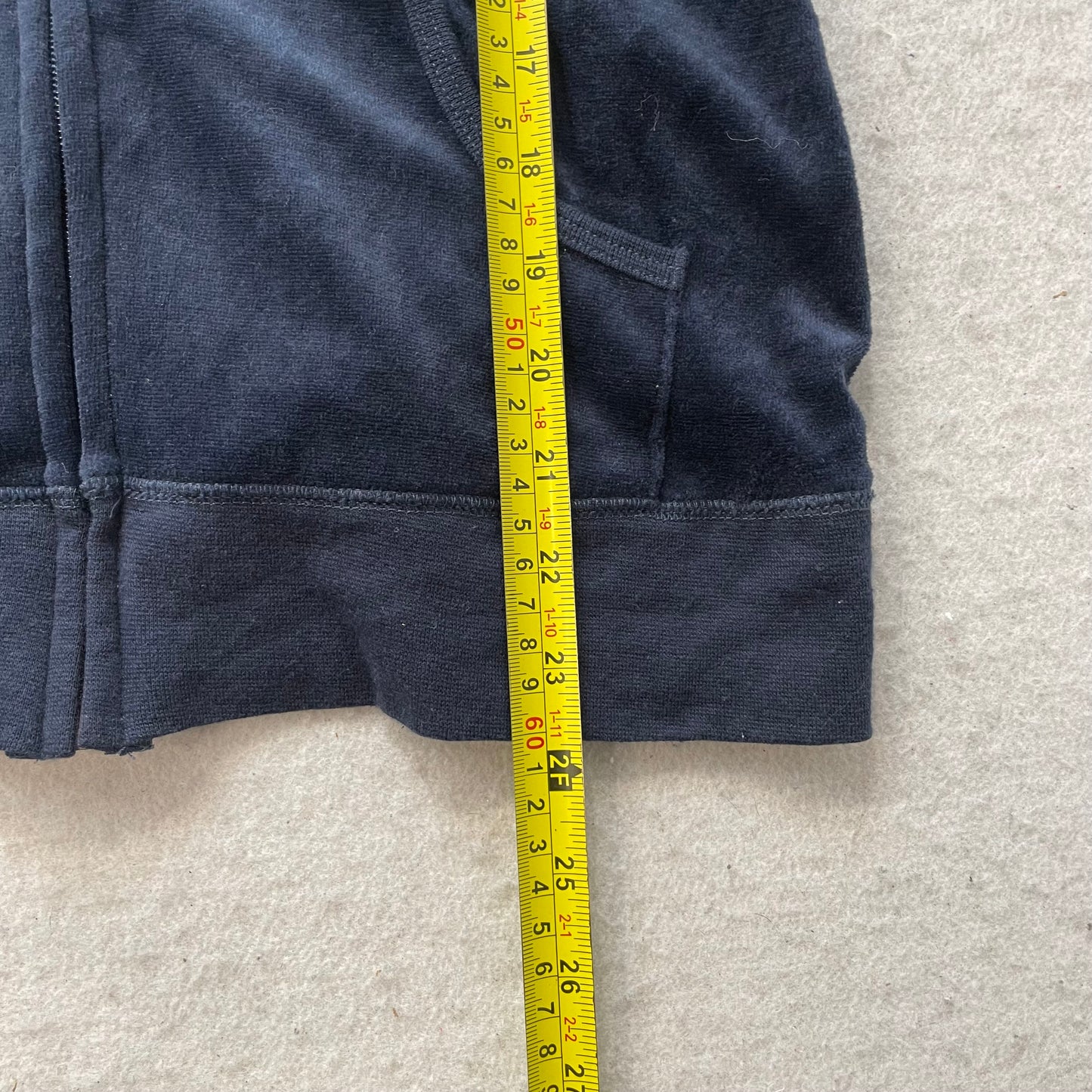 Vintage Juicy Couture Womens Navy Velour Zip-Up Hoodie Y2k Pockets Casual Size L