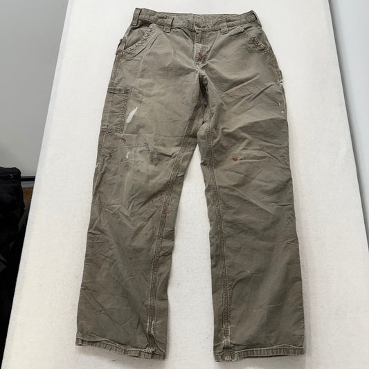 Carhartt Men's Tan Cotton Straight Leg Carpenter Pants Tool Pockets Waist 34