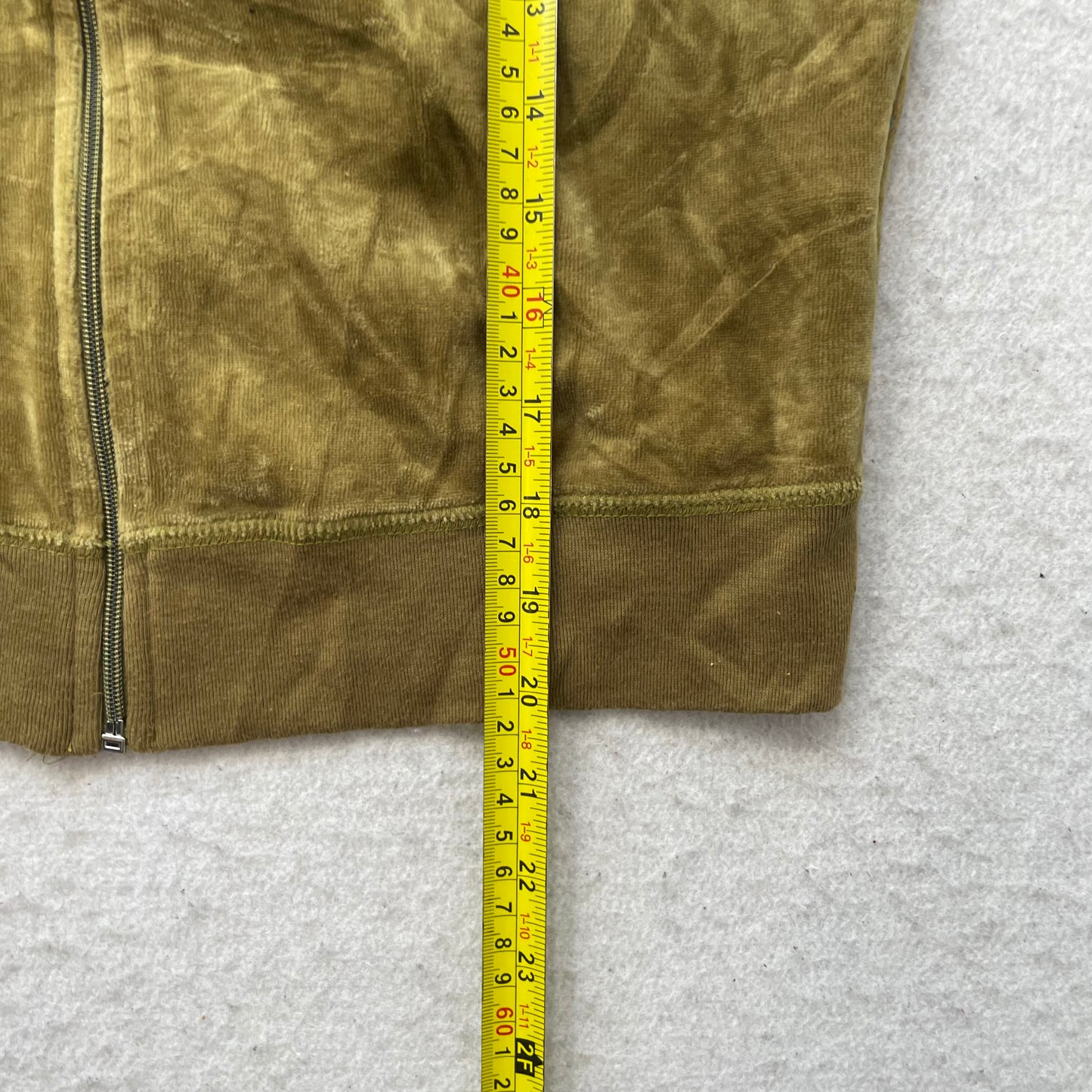 Vintage 2003 Juicy Couture Womens Olive Velour Zip-Up Track Jacket Pocket Size L