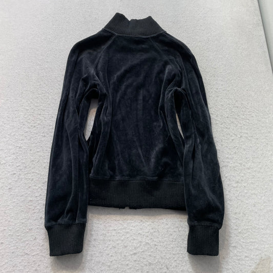 Juicy Couture Women's Navy Velour Zip-Up Track Jacket Mock Neck Classic Size M