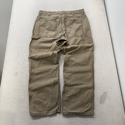 Blue Mountain Men's Khaki Canvas Carpenter Work Pants Utility Dungarees Size W34
