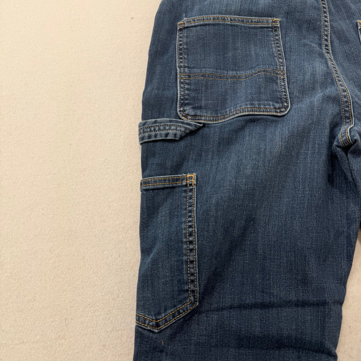 Carhartt Men's Blue Denim Straight Leg Carpenter Jeans Utility Pockets Size 14