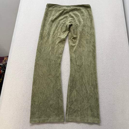 Juicy Couture Women's Olive Green Velour Flared Track Pants Low Rise Size M