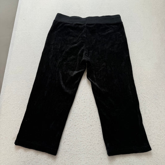 2003 Vintage Juicy Couture Women's Jet Black Velour Capris Pants Pockets Size M