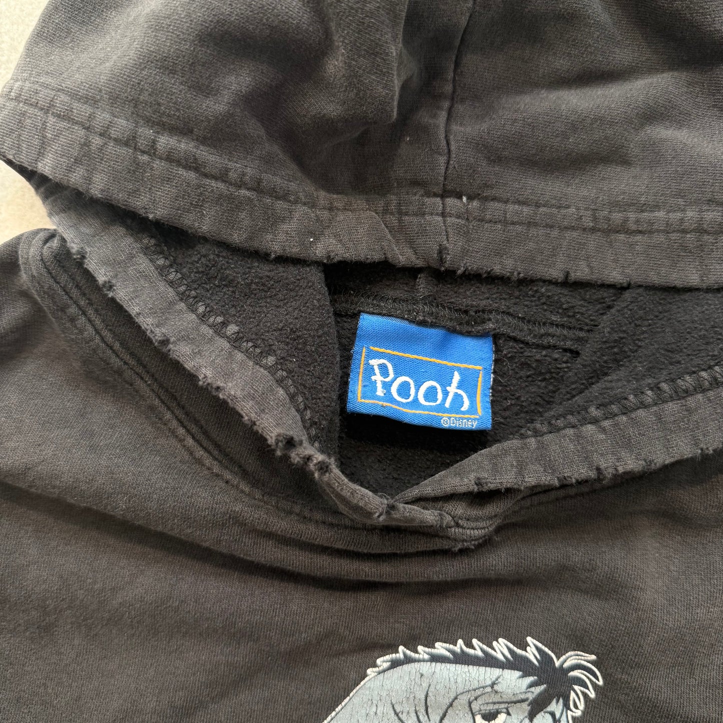 Vintage Disney Eeyore Thank for Noticing Me Graphic Black Distress Hoodie Size M