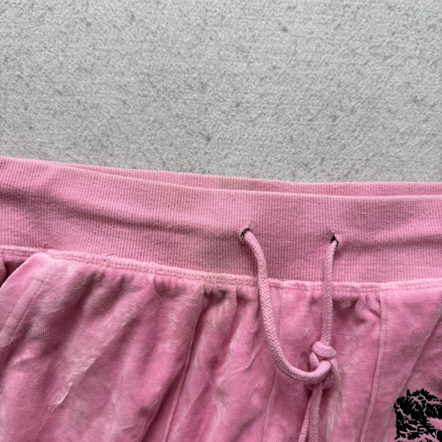 Vintage Juicy Couture Womens Pink Velour Flare Track Pant Pocket Dog Logo Size S