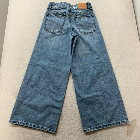 Zara Girl's Blue Regular Fit Wide Leg Denim Jeans Distressed Pocket Size 11-12