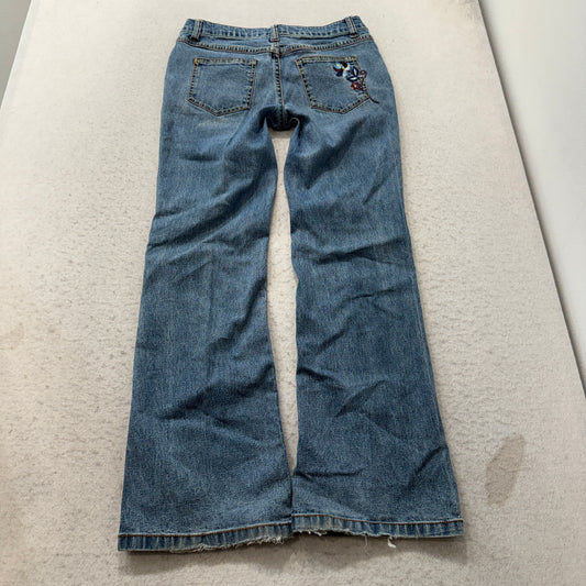 Faded Glory Women's Blue Denim Bootcut Jeans Stretch Embroidered Flower Size W29