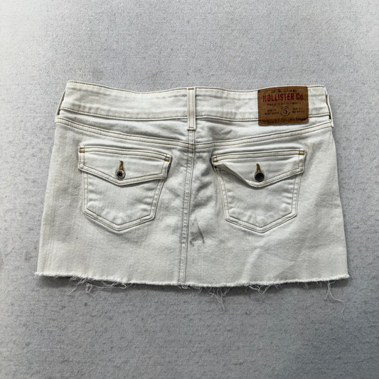Hollister Co. Women's White Denim Micro Mini Skirt Low-Rise Frayed Hem Size 7
