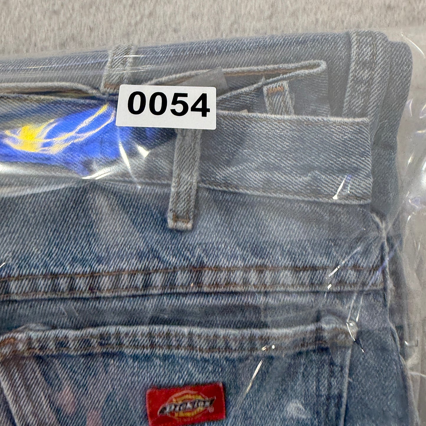 Dickies Men's Blue Straight Leg Denim Jeans Faded Distressed Workwear Size W35